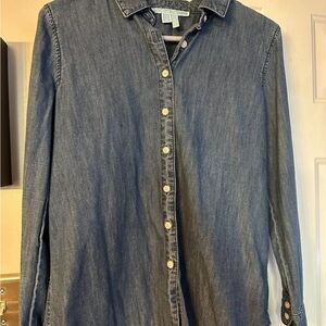 Draper James 'lexington' size 6 Denim Chambray Long Sleeve Button Up Shirt